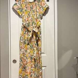 Lane Bryant Floral jumpsuit with Green and Coral Accent